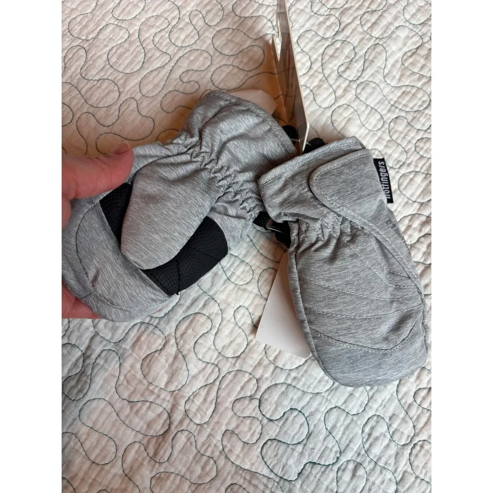 Hotfingers Zip N Slide Toddler Mittens Gray Heather Waterproof Insulated M 3-4